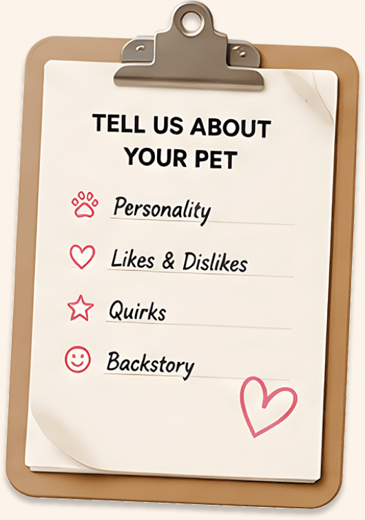 A profile card describing your pet